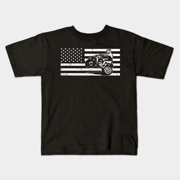 American Flag Four Wheeler Quad Men ATV Riding Kids T-Shirt by anesanlbenitez